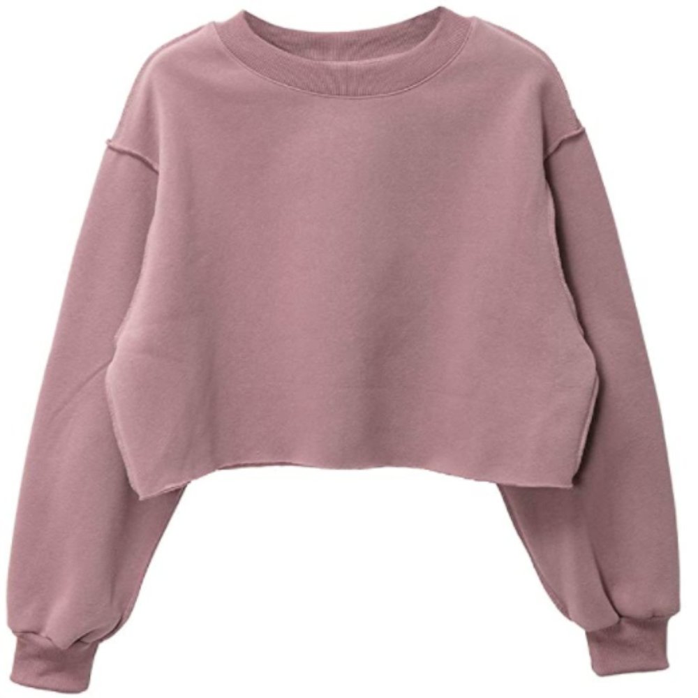 Mauve Cropped Fleece Sweatshirt